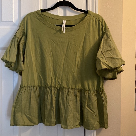 NWOT Anthropologie Baby Doll Peplum Top in Dried Herbs. Size Small - Picture 4 of 8